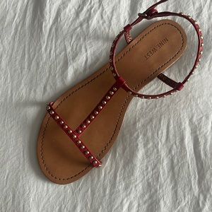 Nine West red leather sandals